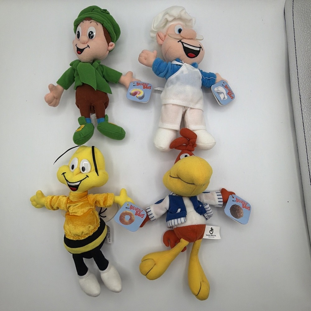 General Mills Breakfast Pals Cereal Advertising Plush Lot of 4 w/ Tags 1998